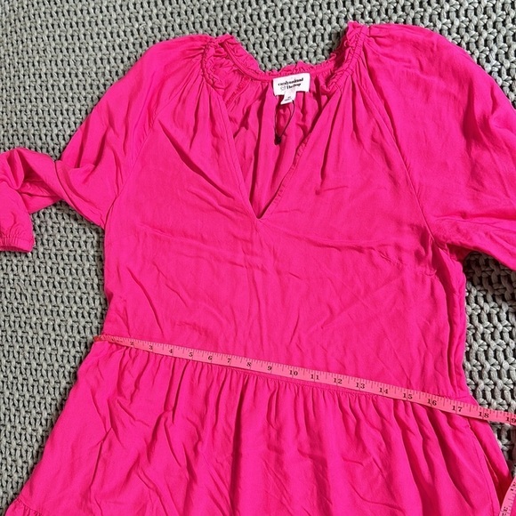 Caralynmirand Pink Shift Mini Dress XS Loose Fit Long Sleeve V-Neck A-Line - Picture 6 of 9